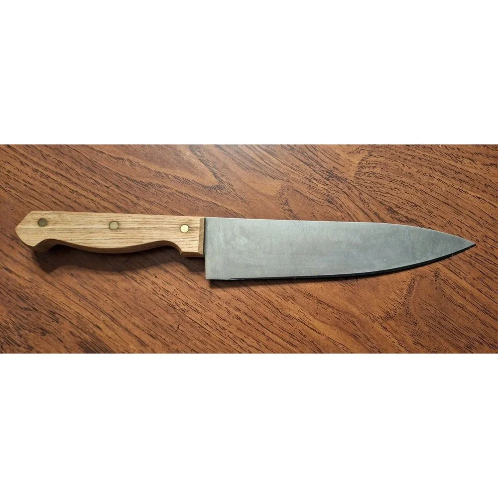 Vintage FARBERWARE Stainless Chef Knife Wood Handle 8
